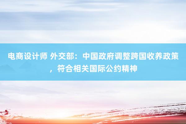 电商设计师 外交部：中国政府调整跨国收养政策，符合相关国际公约精神